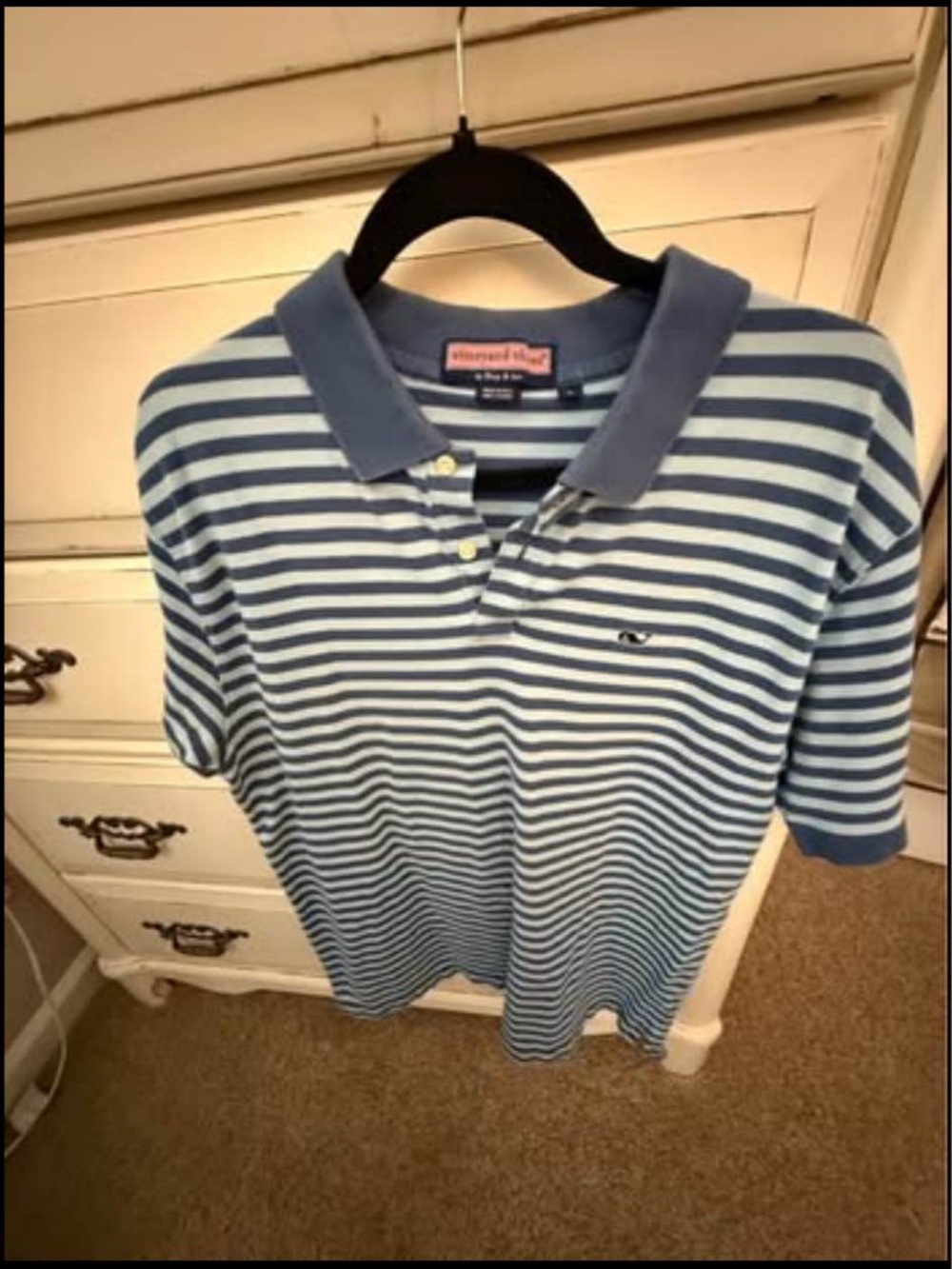Vineyard Vines Blue and White Striped Polo